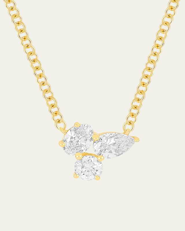 Triple Diamond Cluster Necklace